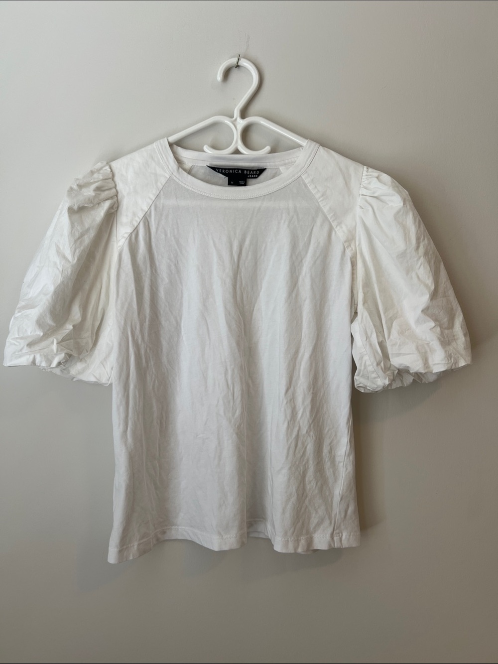 VERONICA BEARD White Puff-Sleeve Crewneck Tee